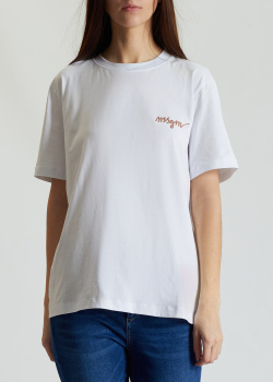 Белая футболка MSGM из хлопка с логотипом, фото